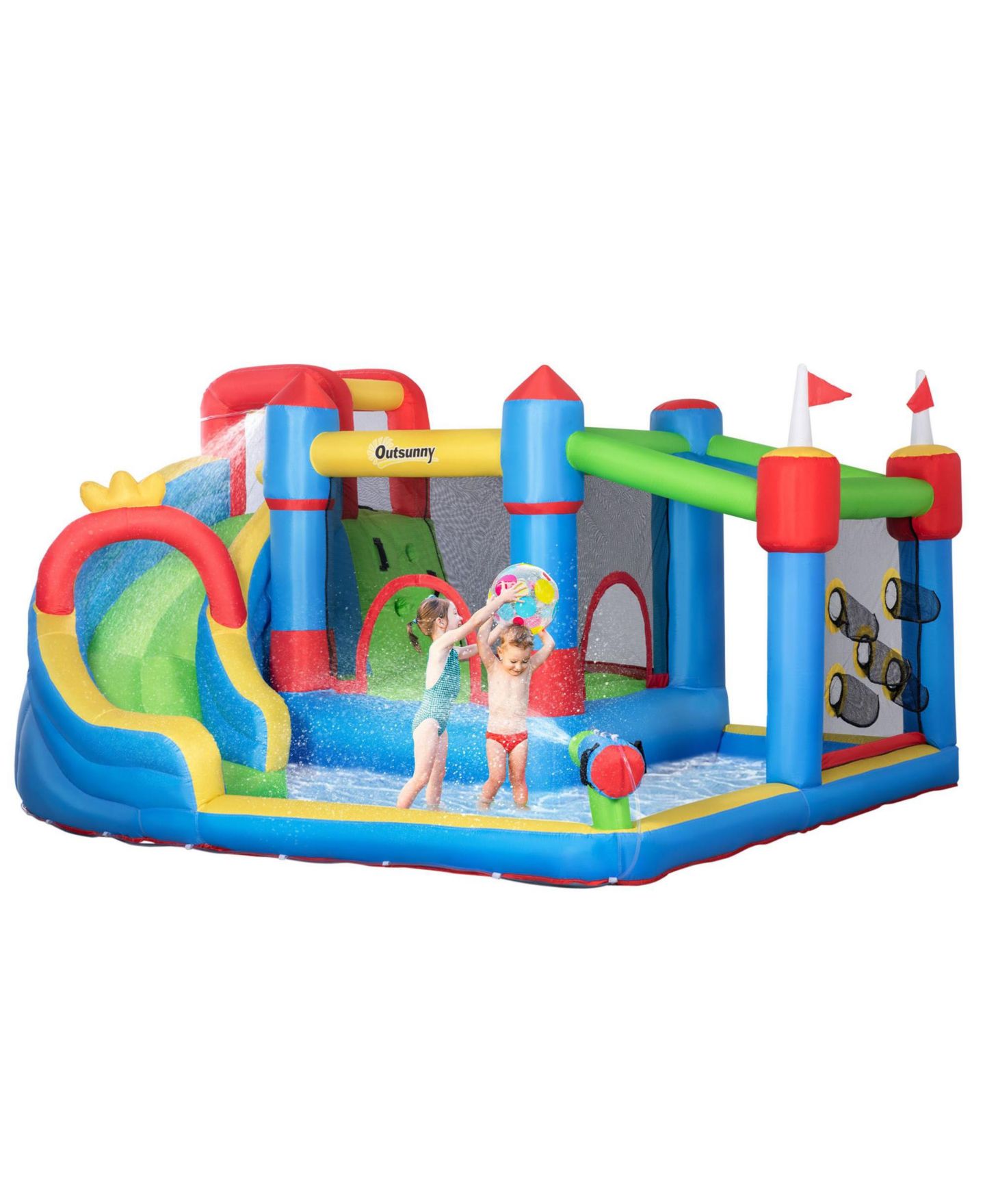 Детская игрушка SEVORLEY 6-in-1 Bounce Castle Inflatable Play Center with Water Slide, Water Pool & Water Gun, Ages 3-8, цвет: Синий — фото 11