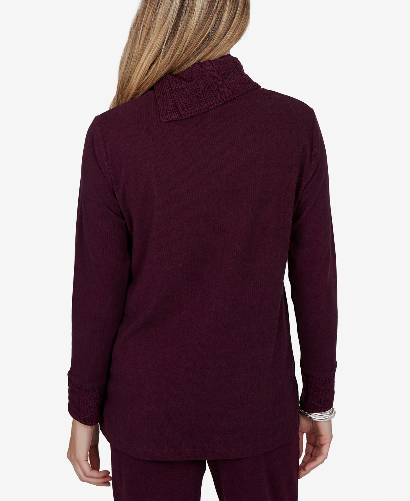 Женский топ Ruby Rd. Petite Mock Neck Cable-Knit Long-Sleeve Tunic, цвет: Красное дерево — фото 5