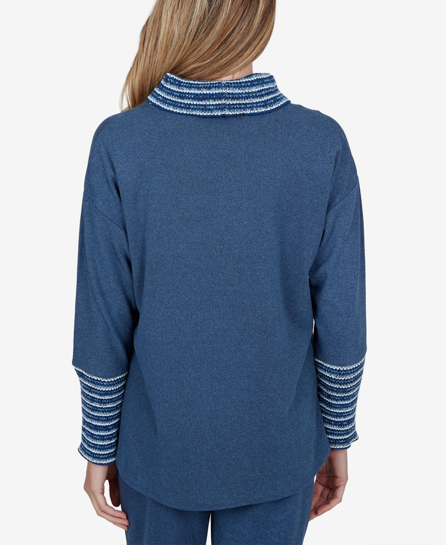 Женский свитер Ruby Rd. Petite Cowl Neck Fair Isle Long-Sleeve Pullover, цвет: Тёмный синий — фото 5