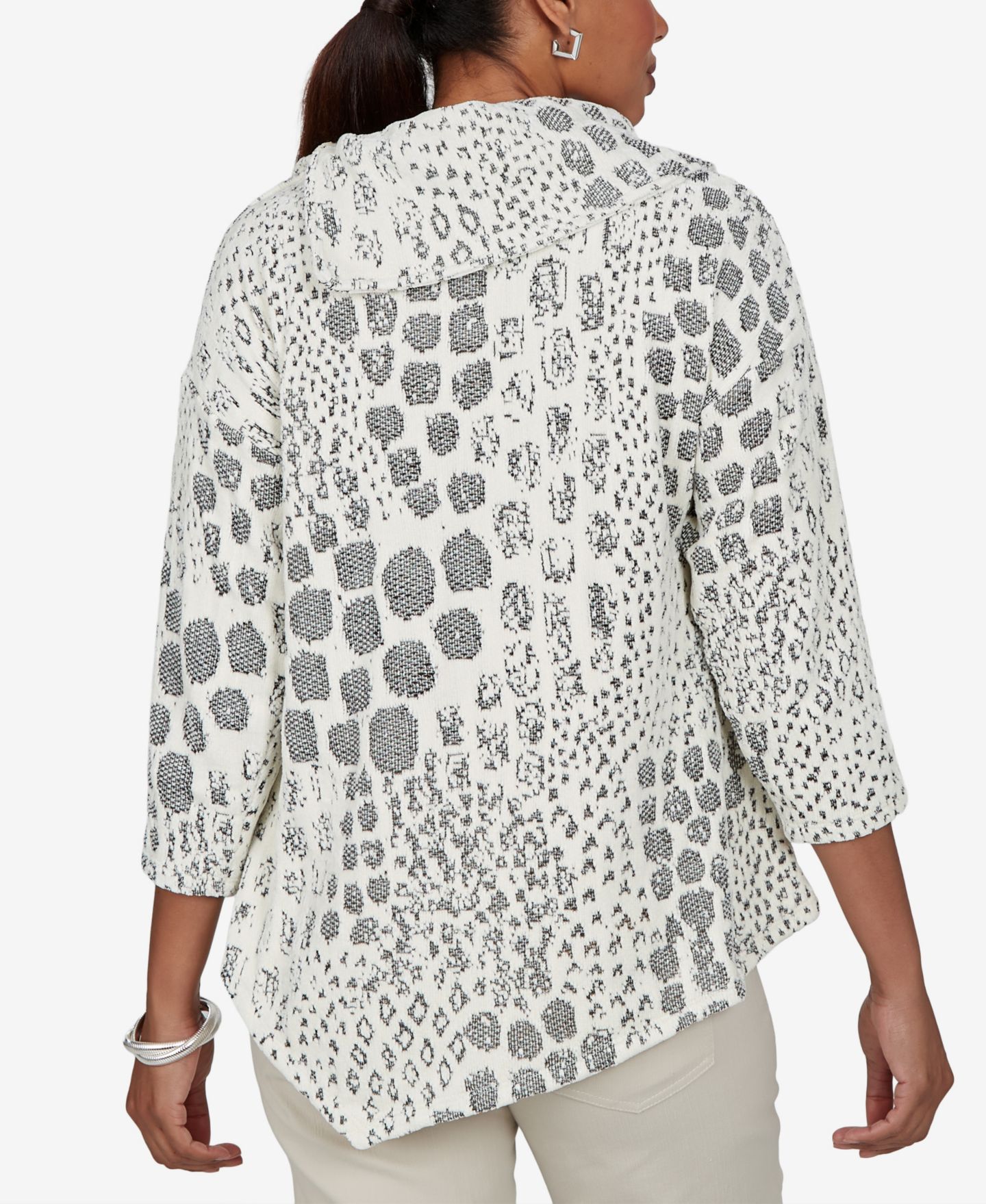 Женская блузка Ruby Rd. Petite Animal-Print Cowl-Neck 3/4-Sleeve, цвет: Слоновая кость — фото 5