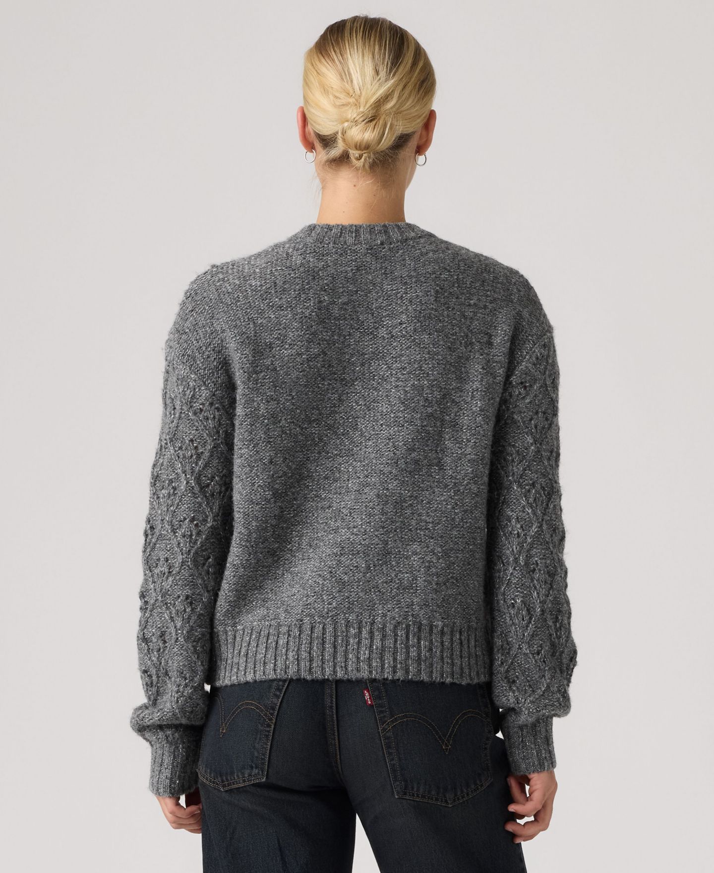 Женский свитер Levi's Zoe Pointelle Long-Sleeve Crewneck, цвет: Угольный меланжевый серый — фото 4