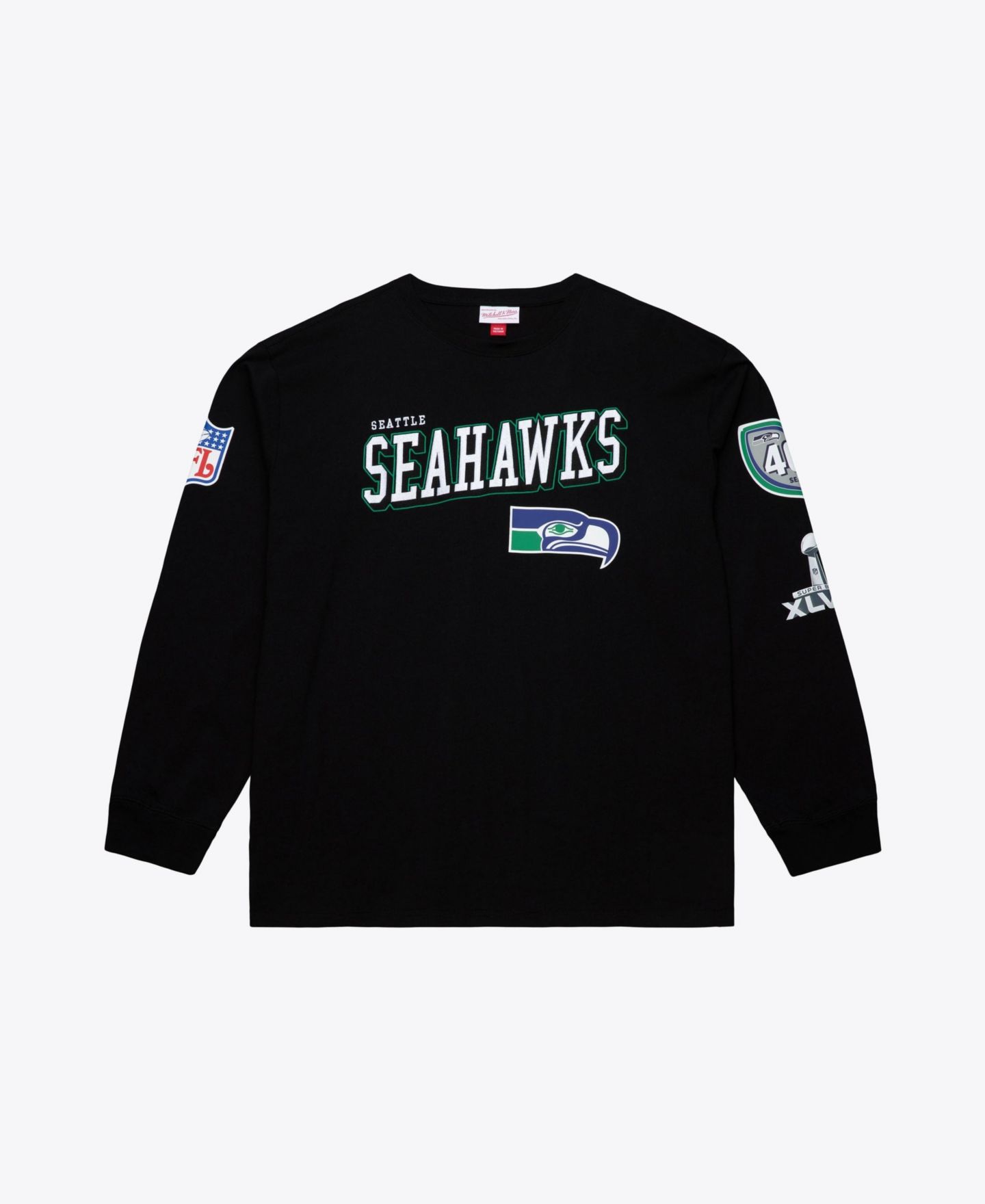 Мужская футболка Mitchell & Ness Black Seattle Seahawks Big & Tall Training Camp Long Sleeve — фото 1