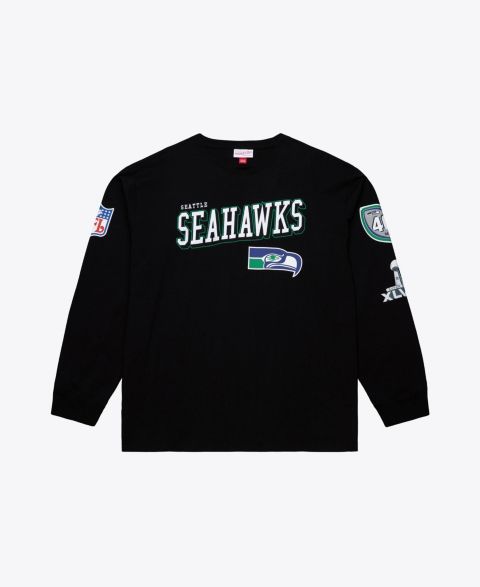 Мужская футболка Mitchell & Ness Black Seattle Seahawks Big & Tall Training Camp Long Sleeve