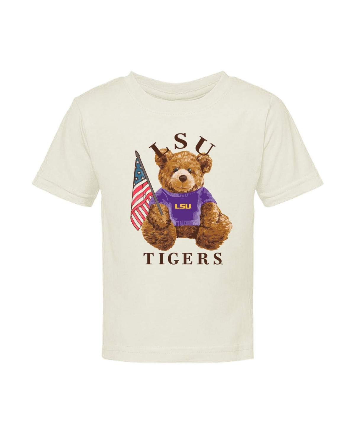Image One Baby Boys' and Girls' Lsu Teddi Patriotic-Bear Graphic T-Shirt