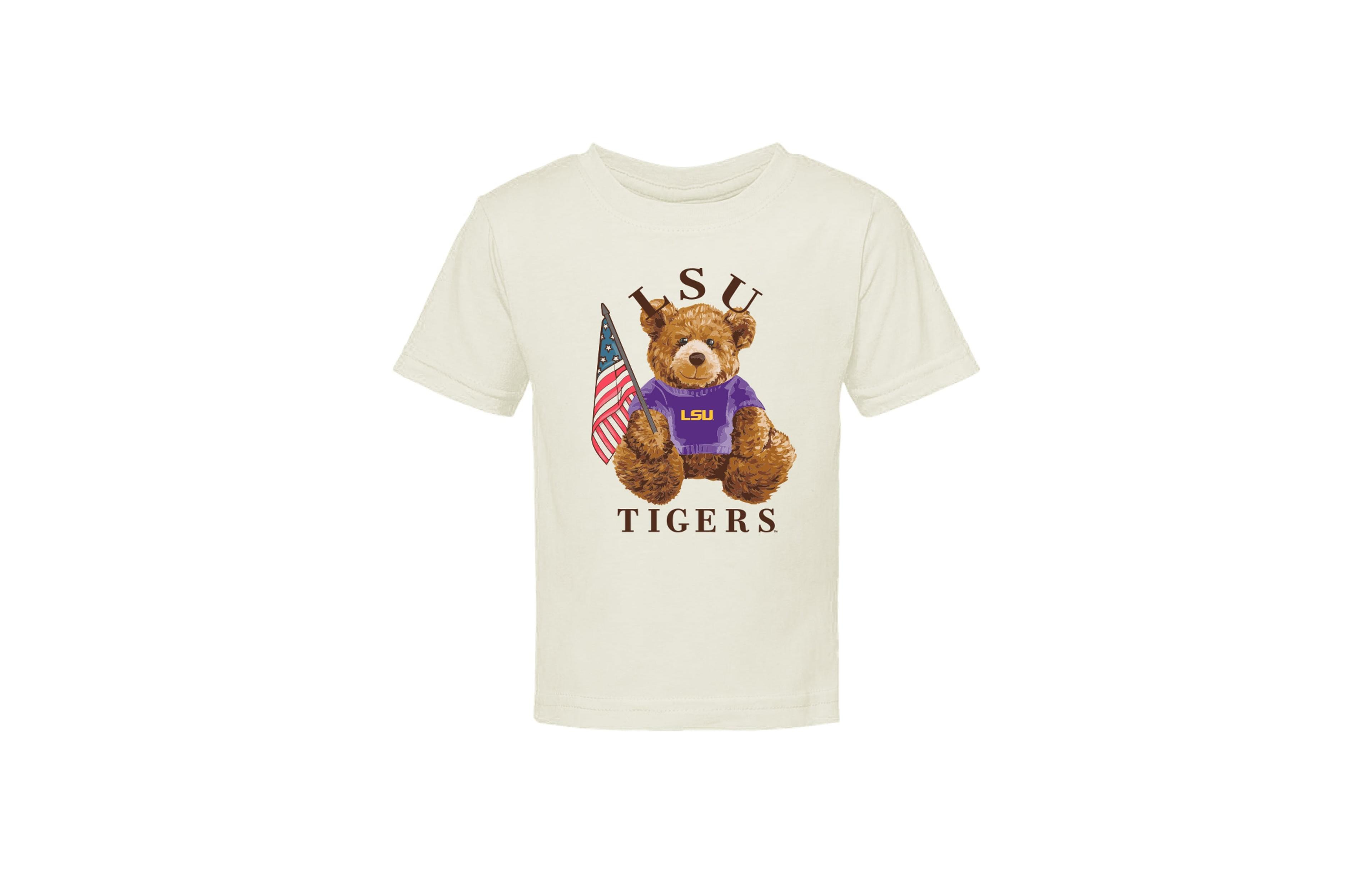 Image One Baby Boys' and Girls' Lsu Teddi Patriotic-Bear Graphic T-Shirt