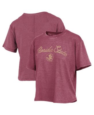 Women's  Garnet Florida State Seminoles Vintage Waist Length Script Over Logo T-Shirt