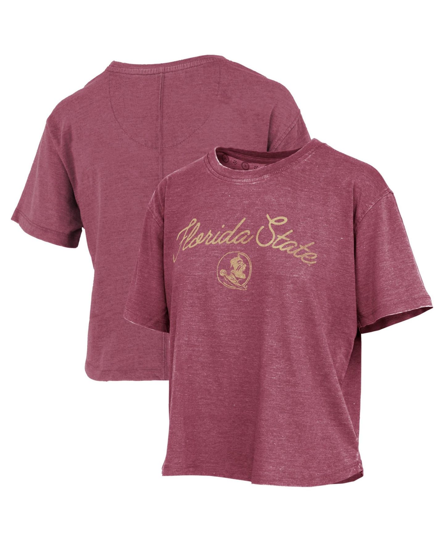 Женская футболка Pressbox Garnet Florida State Seminoles Vintage Waist Length Script Over Logo — фото 1