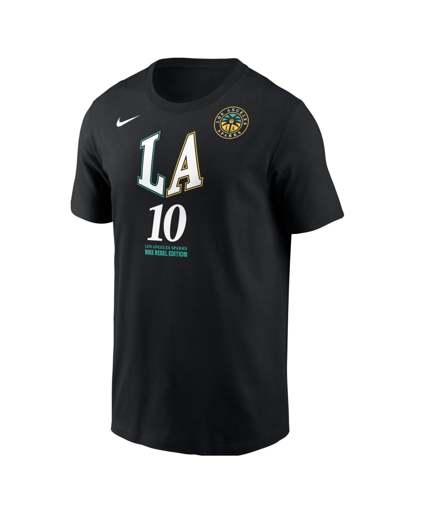 Мужская футболка Nike Kelsey Plum Black Los Angeles Sparks Name & Number Rebel Edition — фото 2