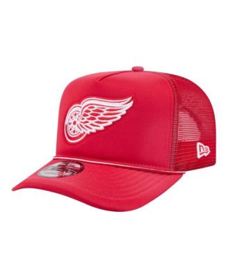 Men's  Red Detroit Red Wings Faded A-Frame 9FIFTY Trucker Snapback Hat