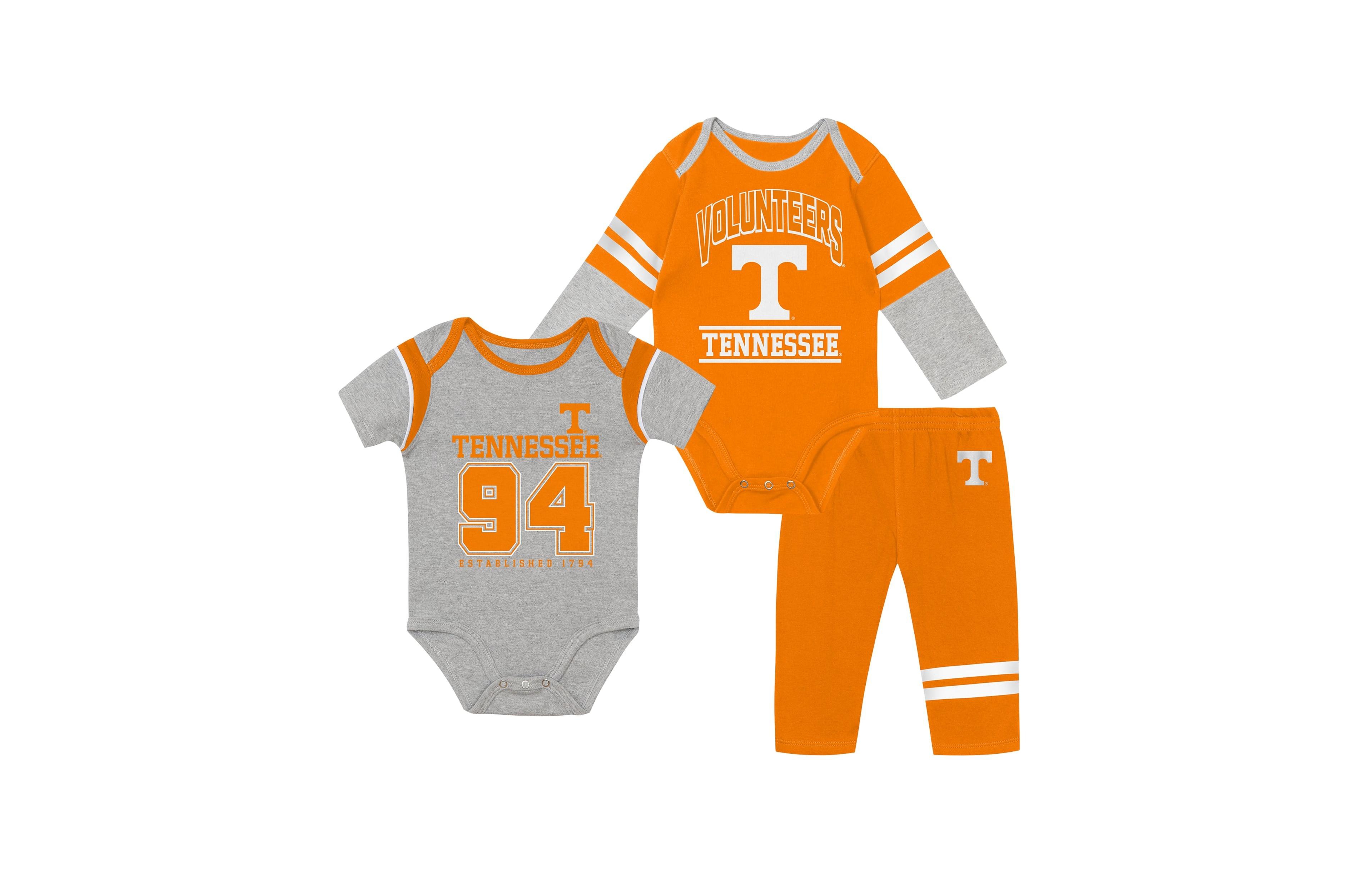Outerstuff Boys' and Girls' Double Up Screen-Printed Easy-On/Easy-Off Bodysuits Pants, 3-Piece Set