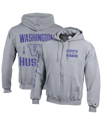 Men's  Heather Gray Washington Huskies Varsity Powerblend Full-Zip Fleece Hoodie