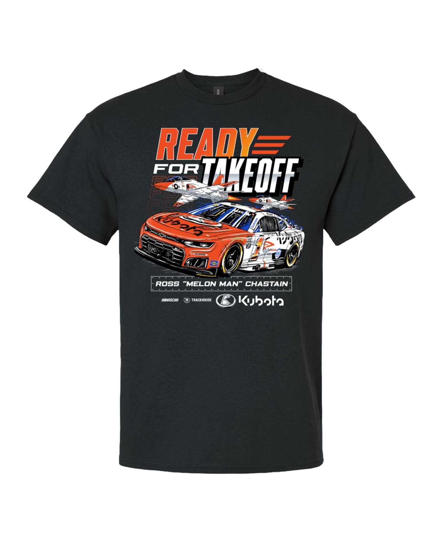 Мужская футболка Trackhouse Racing Team Collection Black Ross Chastain #1 Kubota T-45 Flag — фото 2