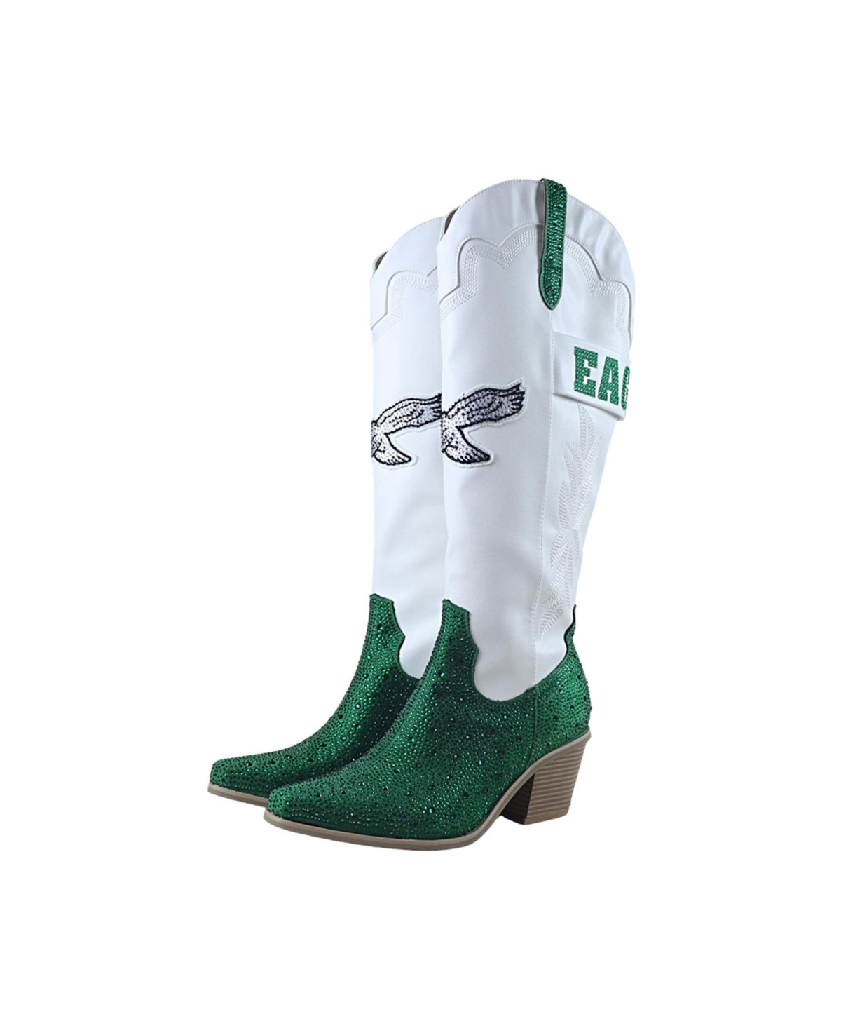Fabgating By Cuce Women's Knee-High Western Rhinestone-Encrusted Boots - White