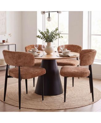Mid-Century Modern Dining Chairs Set of 4, Bucket Seat Chairs, Metal Frame