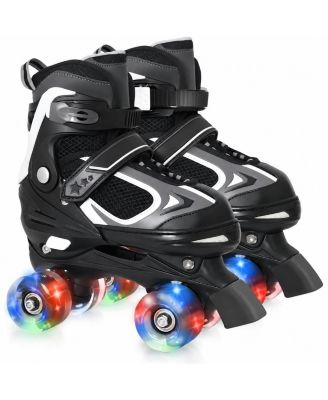 Adjustable Quad Roller Skates Light Up Wheels Indoor Outdoor Sports Birthday Gift