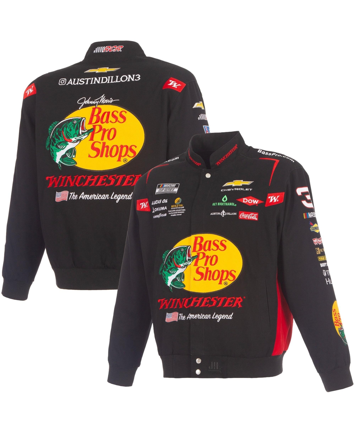 Jh Design Men's Varsity Stand-Collar Full-Snap Jacket - Black