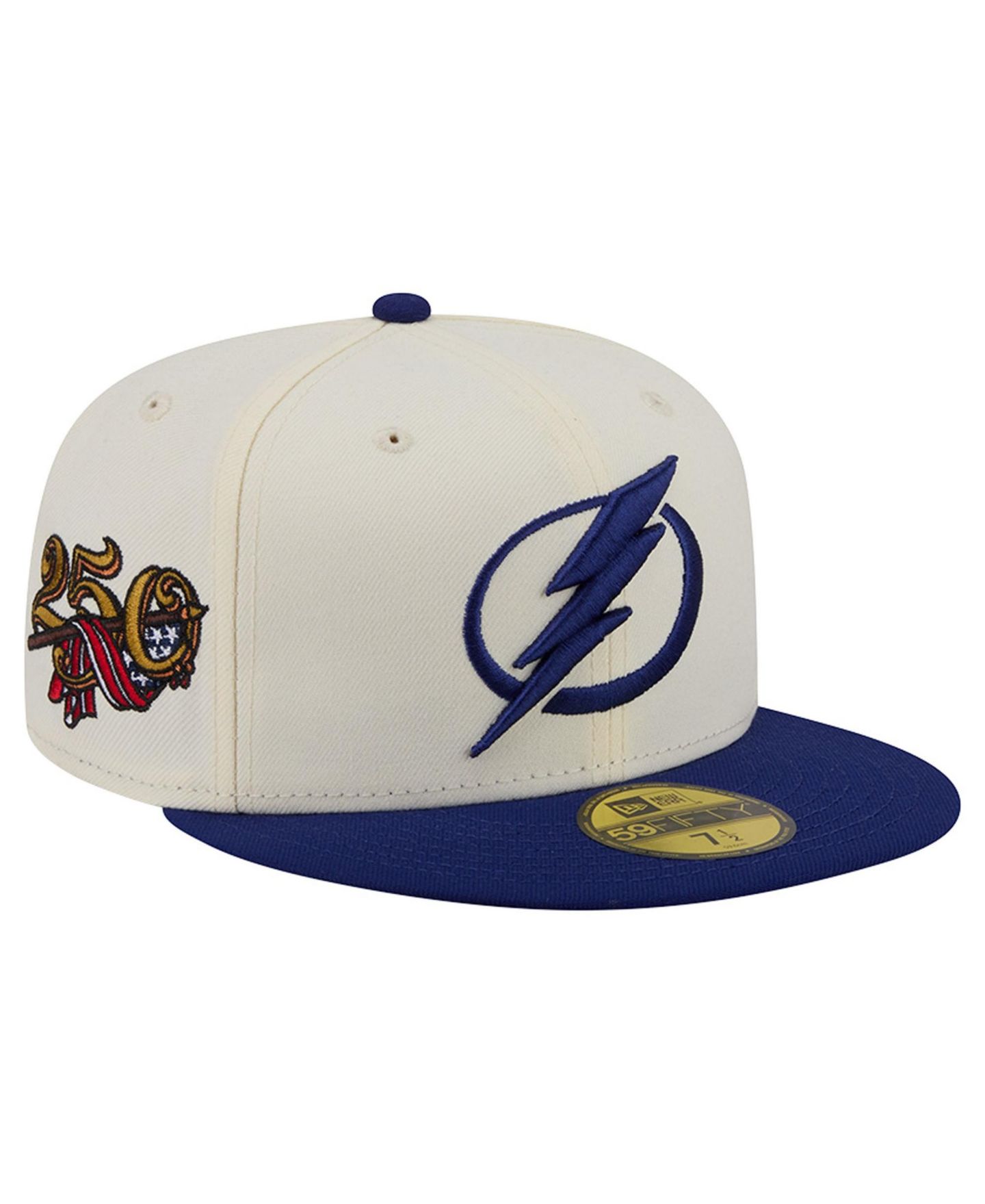 Мужская кепка New Era Cream Tampa Bay Lightning America's 250th Two-Tone 59FIFTY Fitted Hat — фото 1