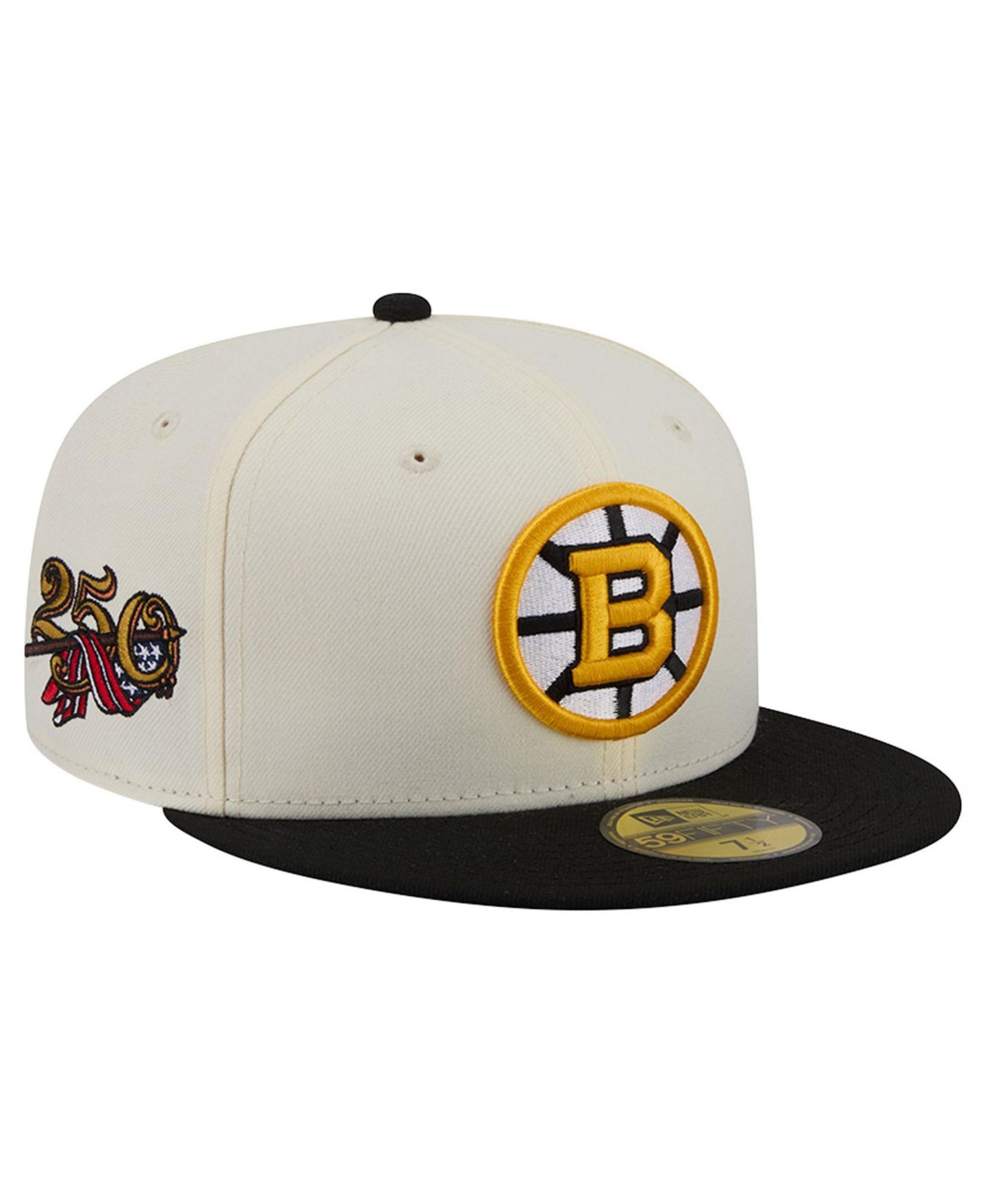 Мужская кепка New Era Cream Boston Bruins 250th Anniversary of the United States Two-Tone 59FIFTY Fitted Hat — фото 1
