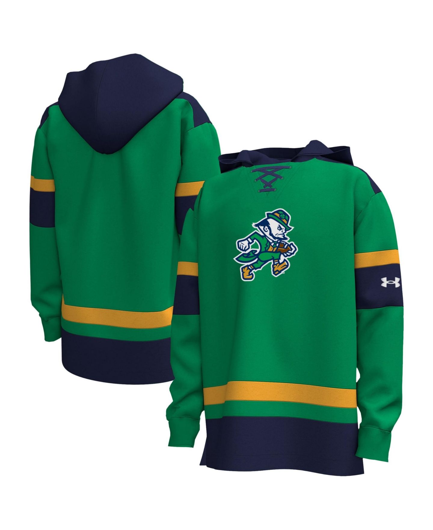 Детское худи Under Armour Kelly Green Notre Dame Fighting Irish Irish Wear Green Gameday Hockey — фото 1