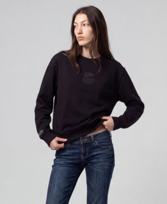 Women's Black Cincinnati Bengals Core Essentials Micro Logo Fleece Sweatshirt
