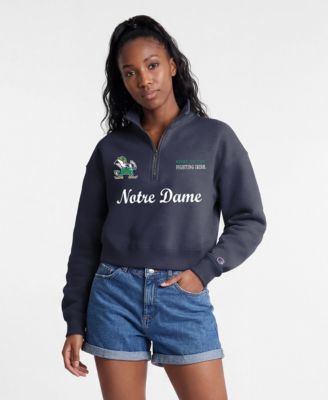 Women's Navy Notre Dame Fighting Irish Academic Triumph Quarter-Zip Tri-Blend Pullover