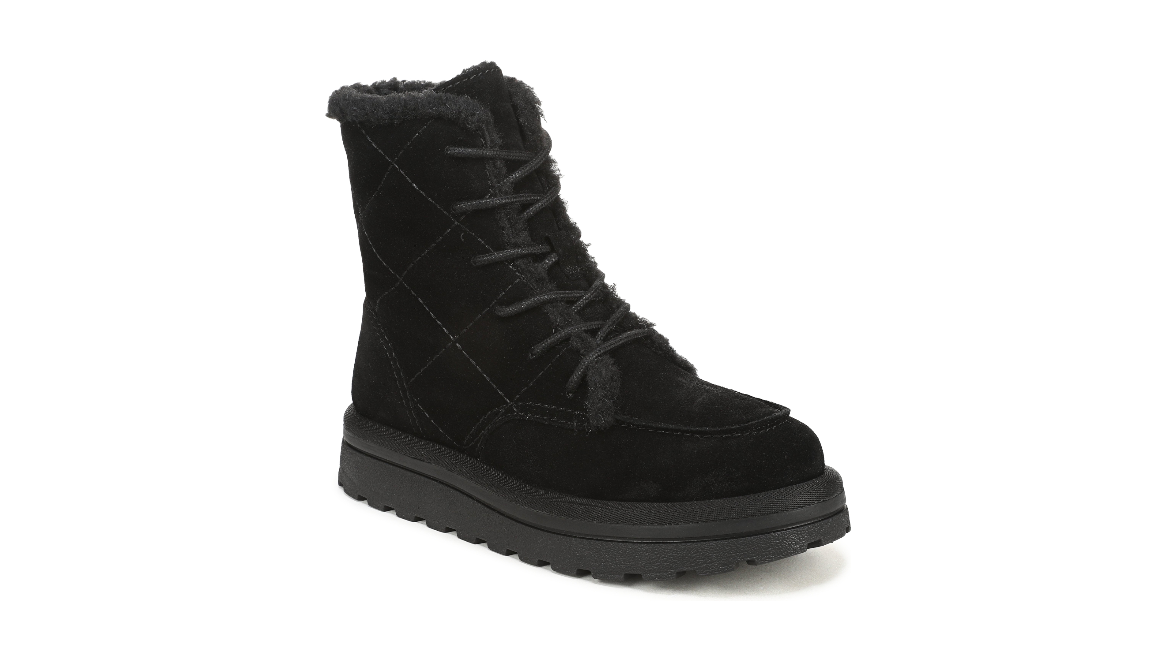 Sam Edelman Women's Ossi Suede Faux Fur Round Toe Boots
