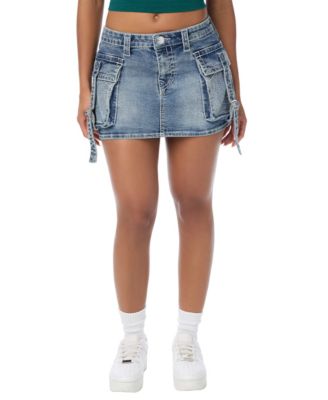 Women's Mini Cargo Stretch Denim Skirt