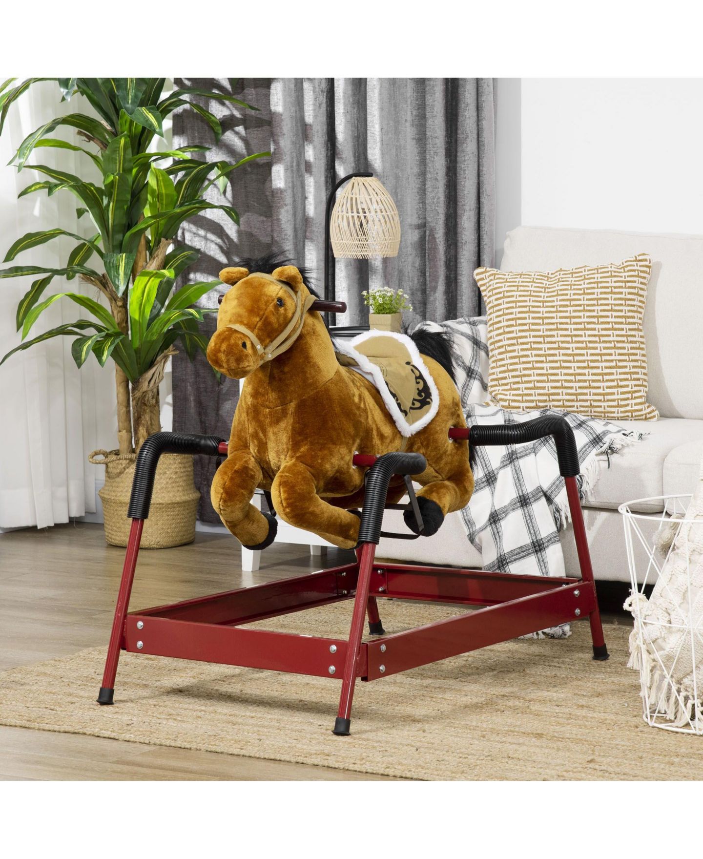 Детская игрушка SEVORLEY Rocking Ride-On Toy with Animal Sounds, Ages 5-12, цвет: Коричневый — фото 2