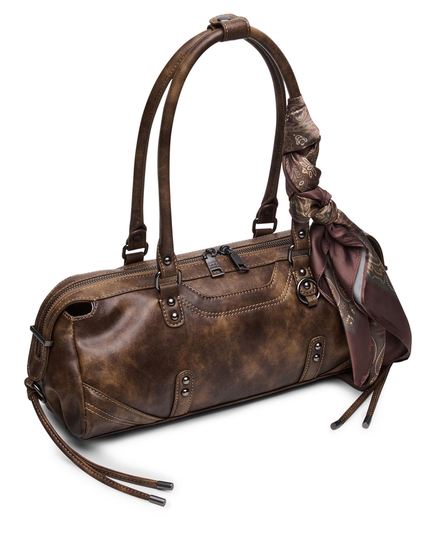 Женская сумка Steve Madden Cierra Medium Scarf Detail Large Shoulder Handbag, цвет: Коричневый — фото 4