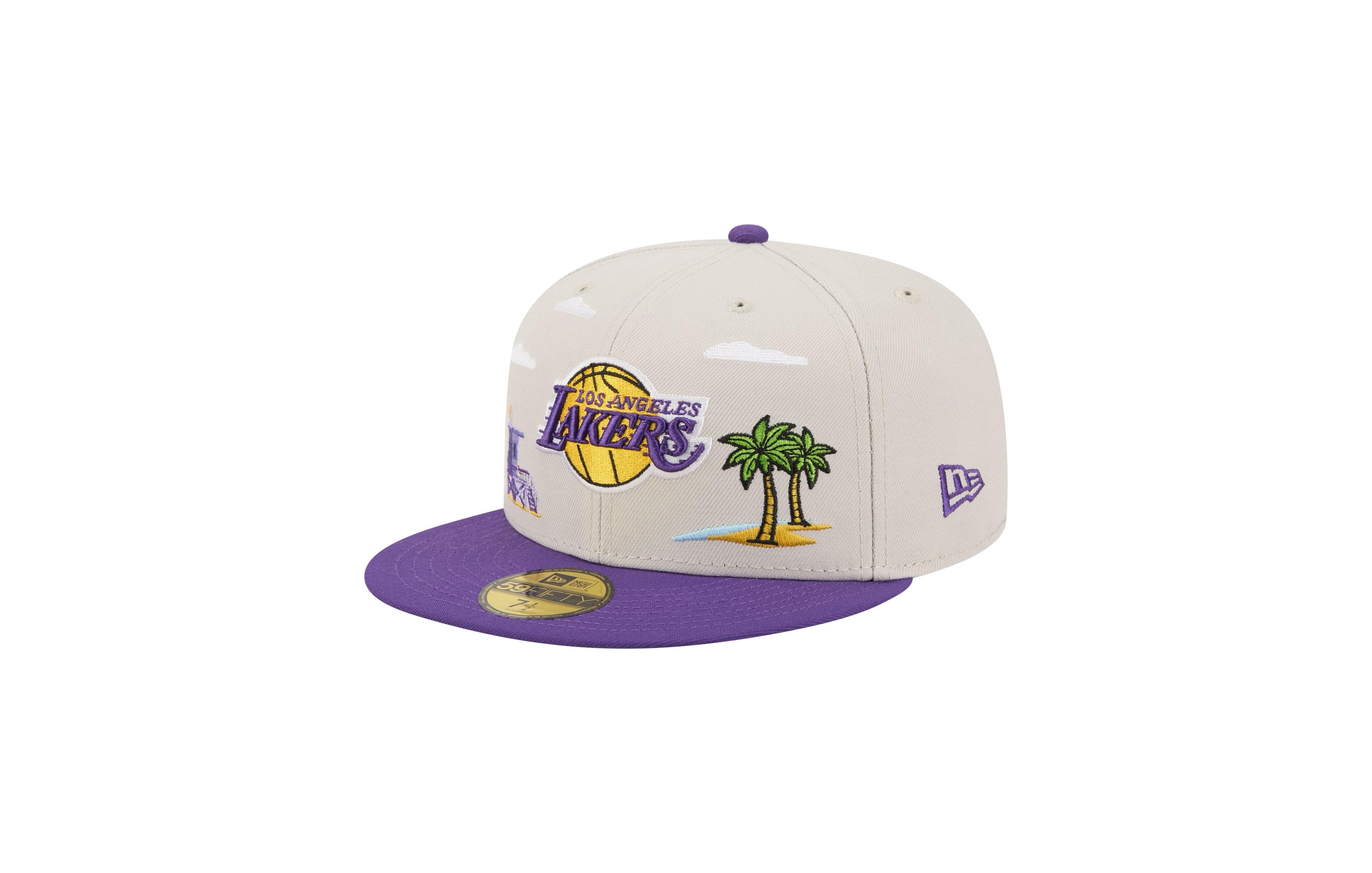 New Era Men's Tan/Purple Los Angeles Lakers Localized City Icon 59FIFTY Fitted Hat