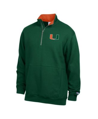 Men's  Green Miami Hurricanes Fleece Quarter-Zip Pullover