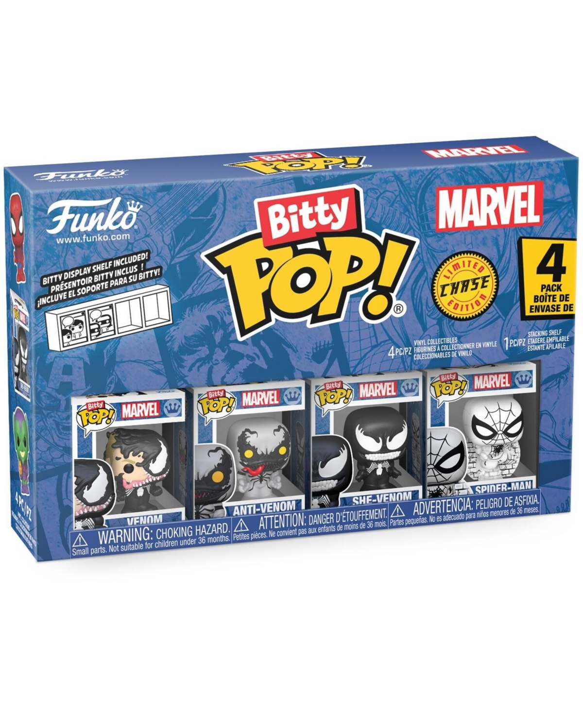 Funko Bitty Pop Spider-Man Venom 1.25-Inch Vinyl Figures, 4-Pack, Ages 3+