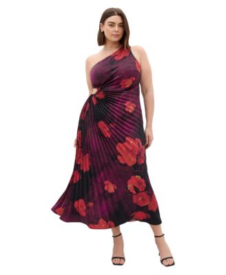 Plus Size Aliza Floral Print Pleat Maxi Dress