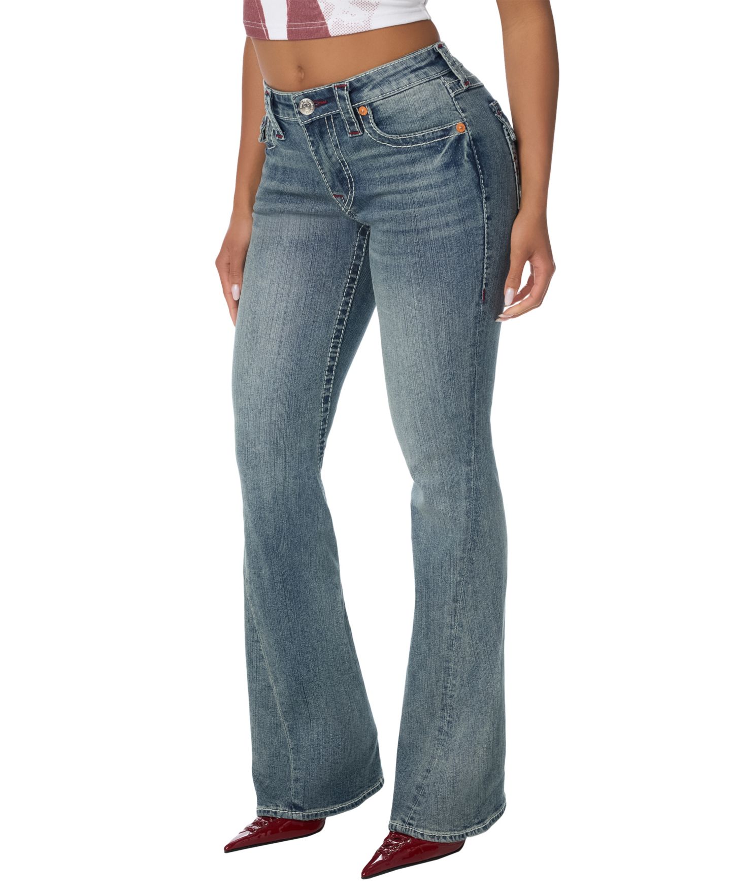 Женские джинсы True Religion Joey Mid-Rise Flare, цвет: Soft Hustle — фото 2