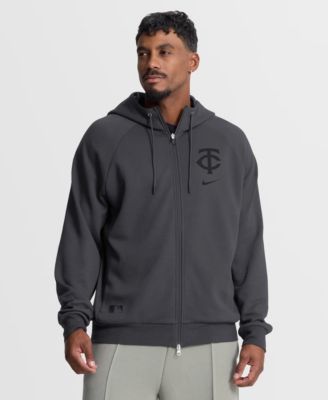 Men's Anthracite Minnesota Twins Authentic Collection Player Raglan Dri-FIT Full-Zip Hoodie