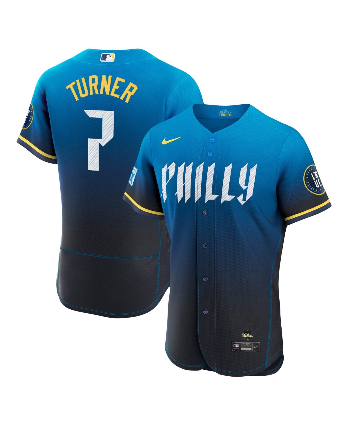 Nike Men's Navy Trea Turner Philadelphia Phillies City Connect Authentic Sponsor Patch Jersey