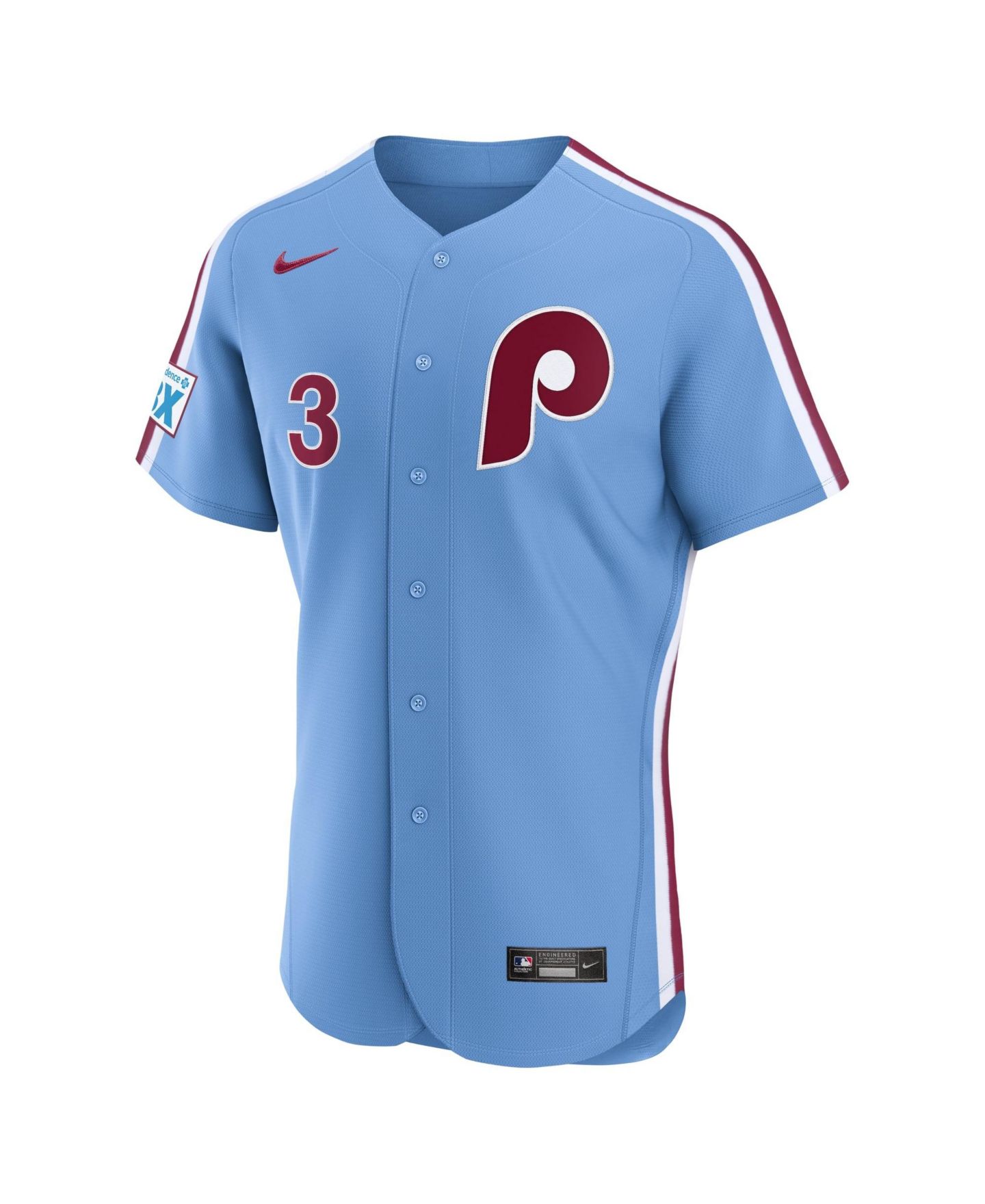 Мужской топ Nike Bryce Harper Light Blue Philadelphia Phillies Alternate Authentic Sponsor Patch Jersey — фото 2