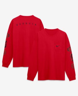 Men's Red Georgia Bulldogs Academic Long Sleeve Pocket T-Shirt