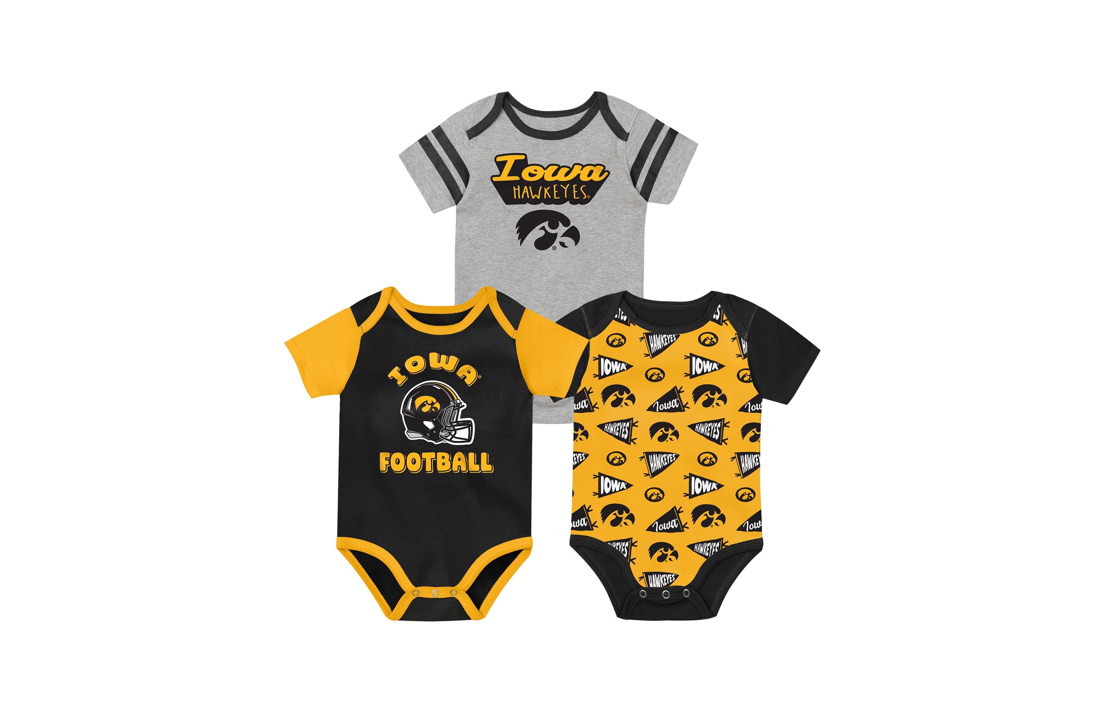 Outerstuff Baby Boys and Girls Black Iowa Hawkeyes Star Player Three-Piece Bodysuit Set