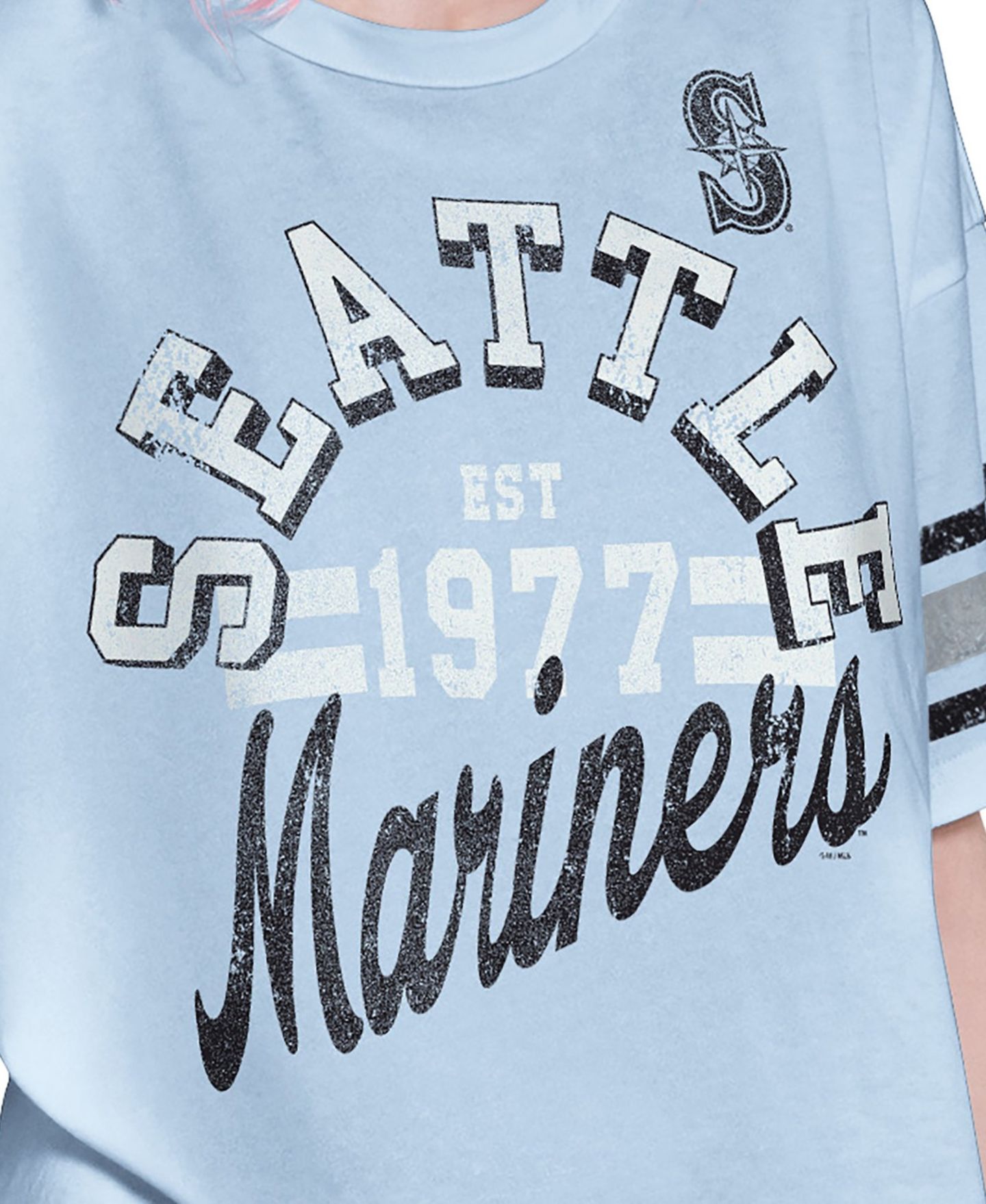 Женская футболка Starter Light Blue Seattle Mariners Cropped Hurry Up Offense — фото 3
