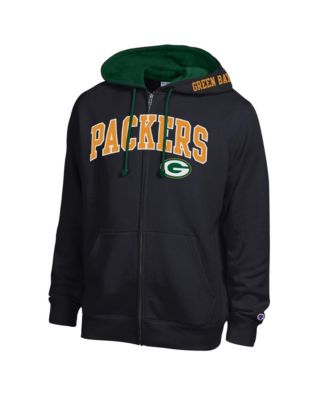 Men's  Black/Green Green Bay Packers Full-Zip Hoodie