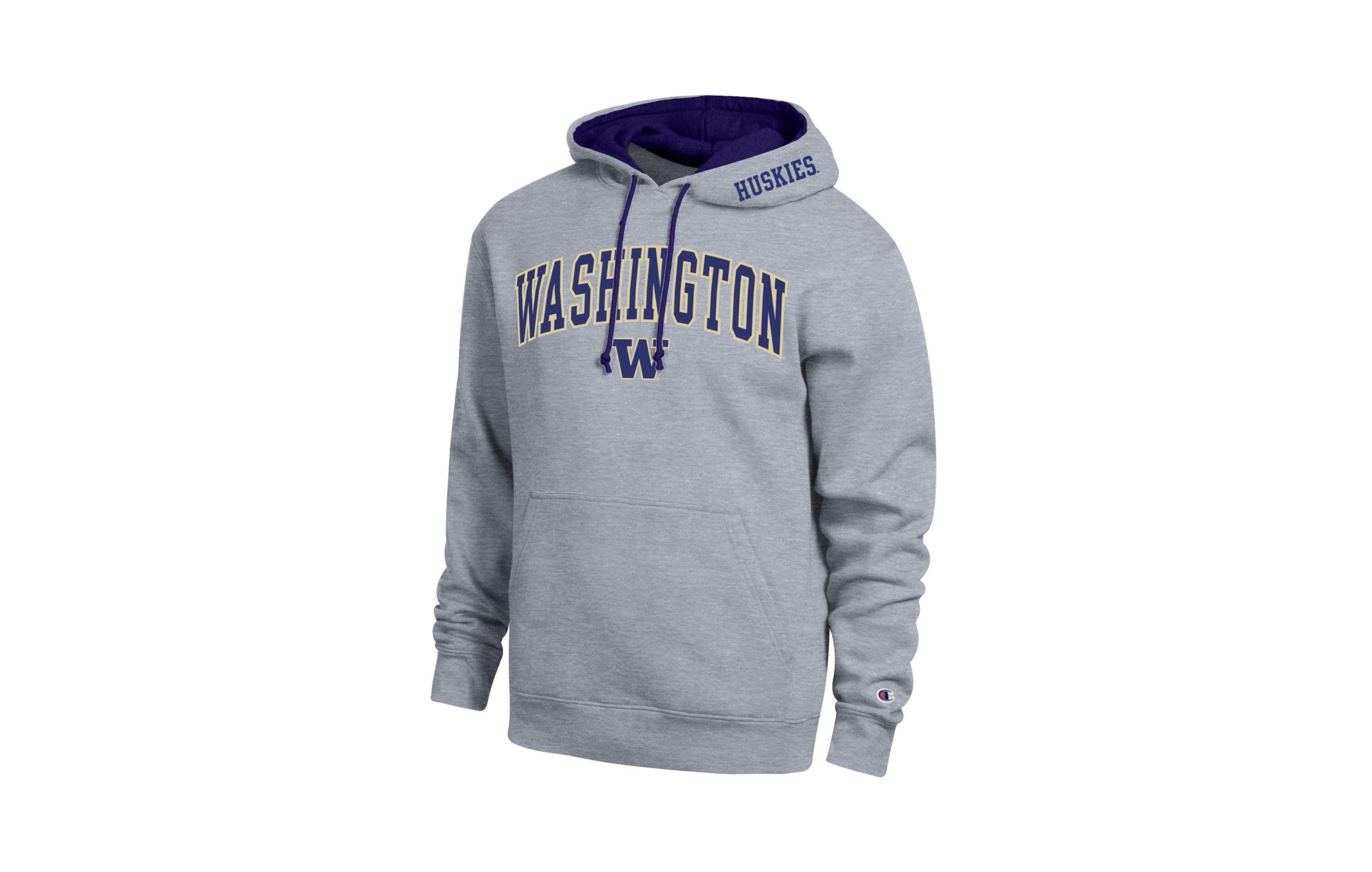 Champion Men's Heather Gray Washington Huskies Arch Tackle Twill Hoodie