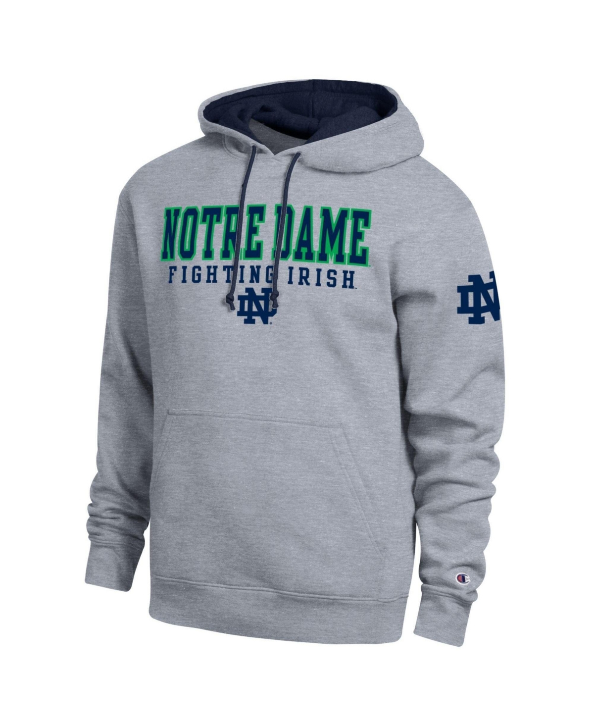Champion Men's Heather Gray Notre Dame Fighting Irish Contrast Hoodie