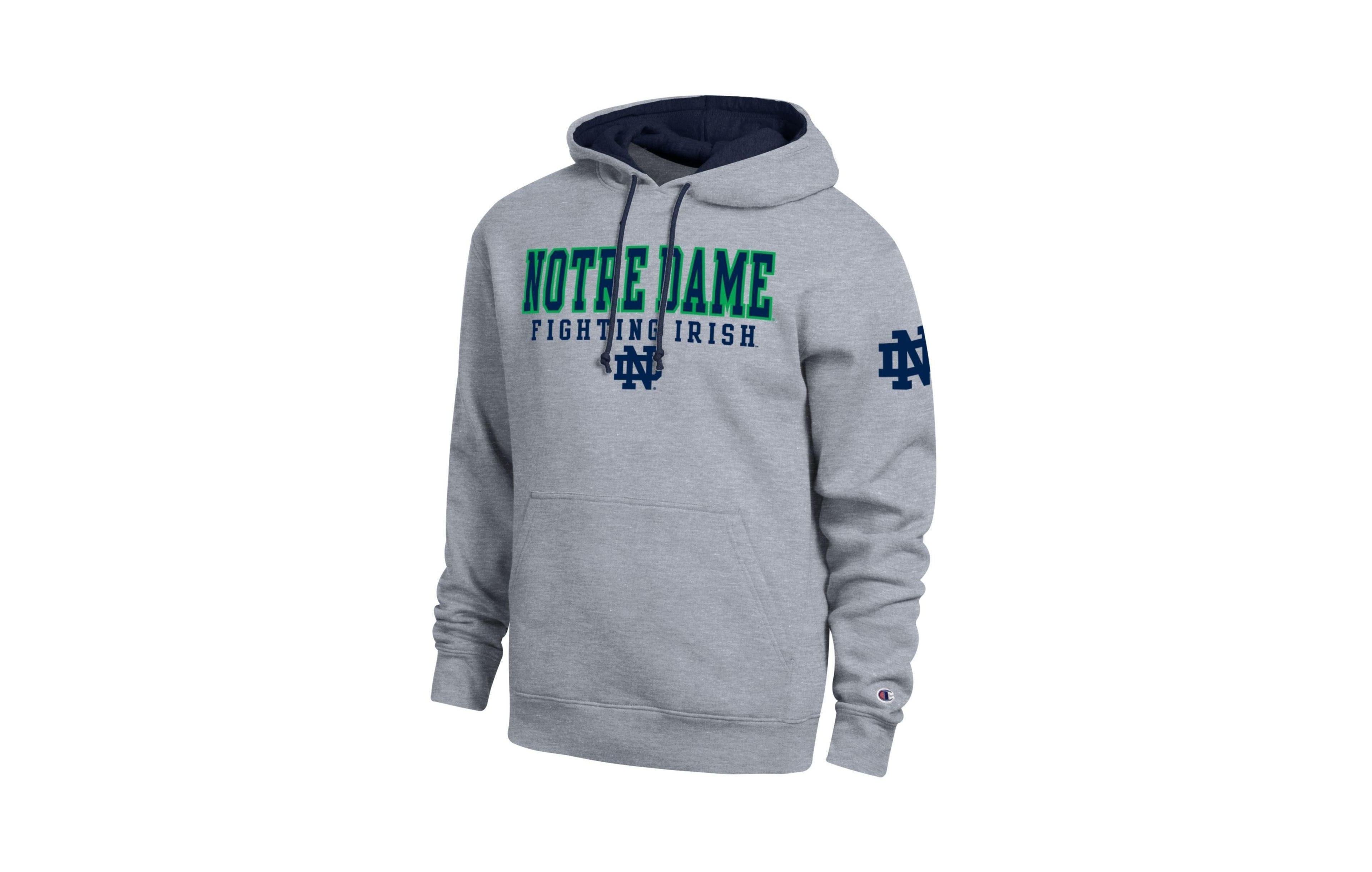 Champion Men's Heather Gray Notre Dame Fighting Irish Contrast Hoodie