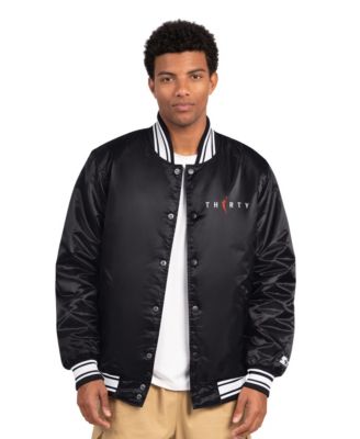 Men's Black WNBA Locker Room Thirty Satin Varsity Full-Snap Jacket