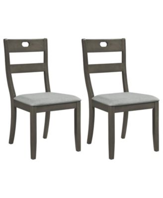 Set of 2 Wooden Dining Chairs with Padded Seats Rubber Wood Frame for Dining Room