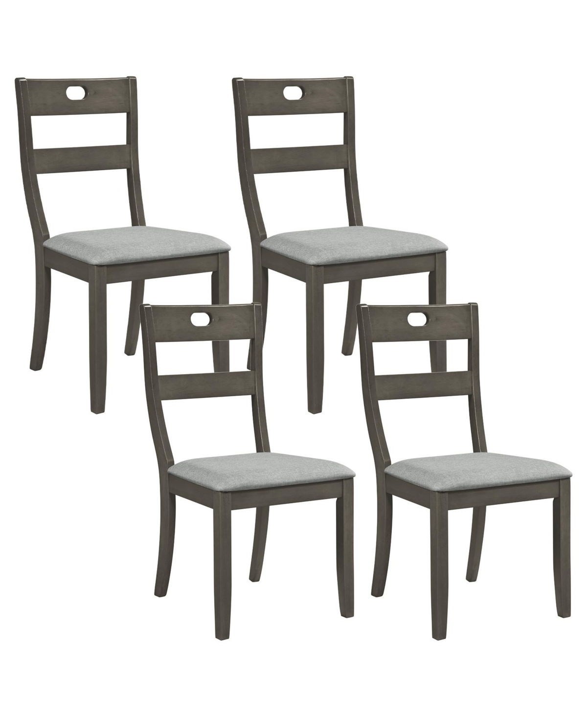 Gymax Set of 4 Wooden Dining Chairs with Padded Seats Rubber Wood Frame for Dining Room