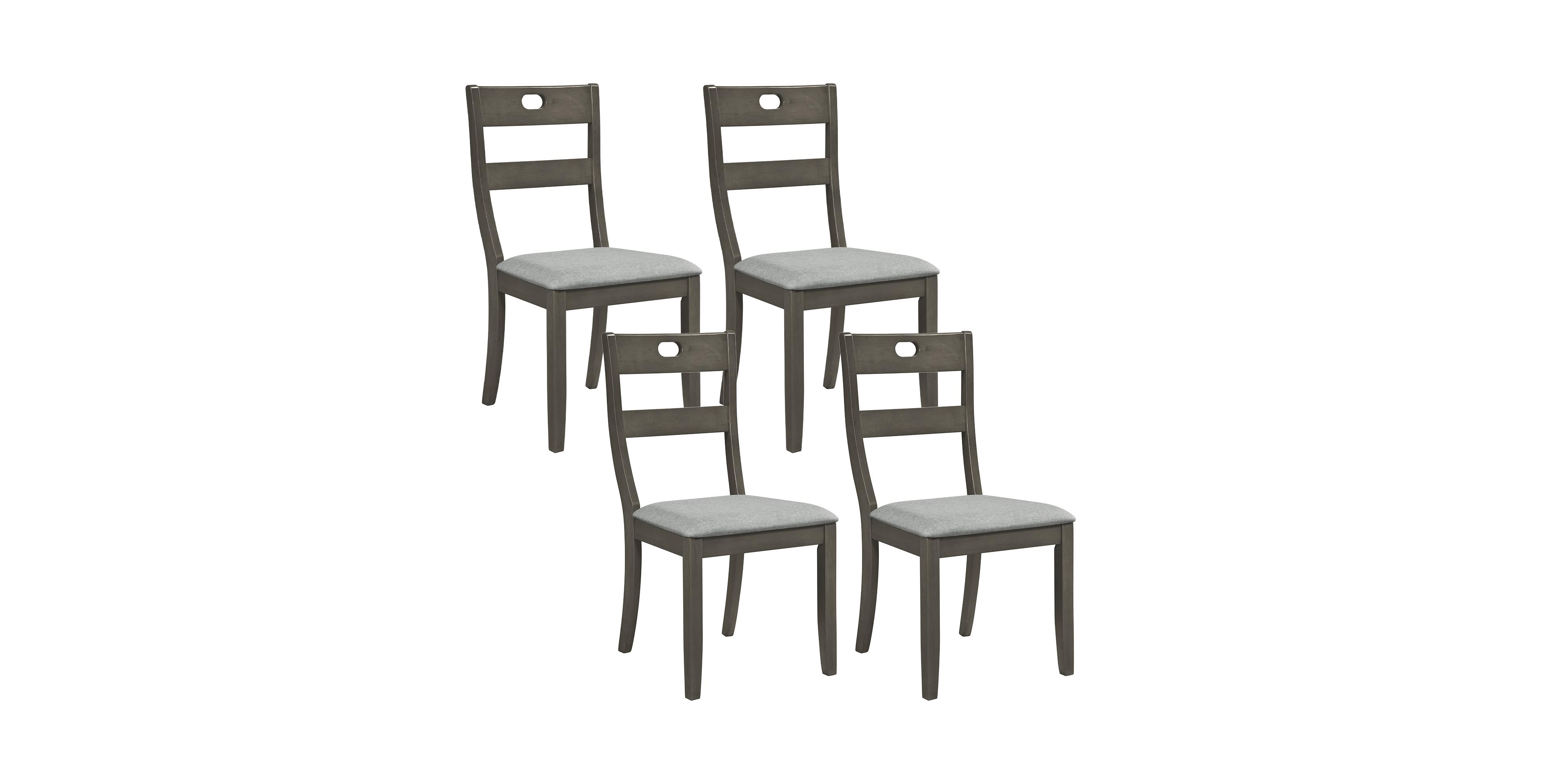 Gymax Set of 4 Wooden Dining Chairs with Padded Seats Rubber Wood Frame for Dining Room