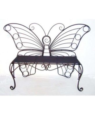Outdoor Metal Garden Bench with Butterfly Design for Patio and Backyard