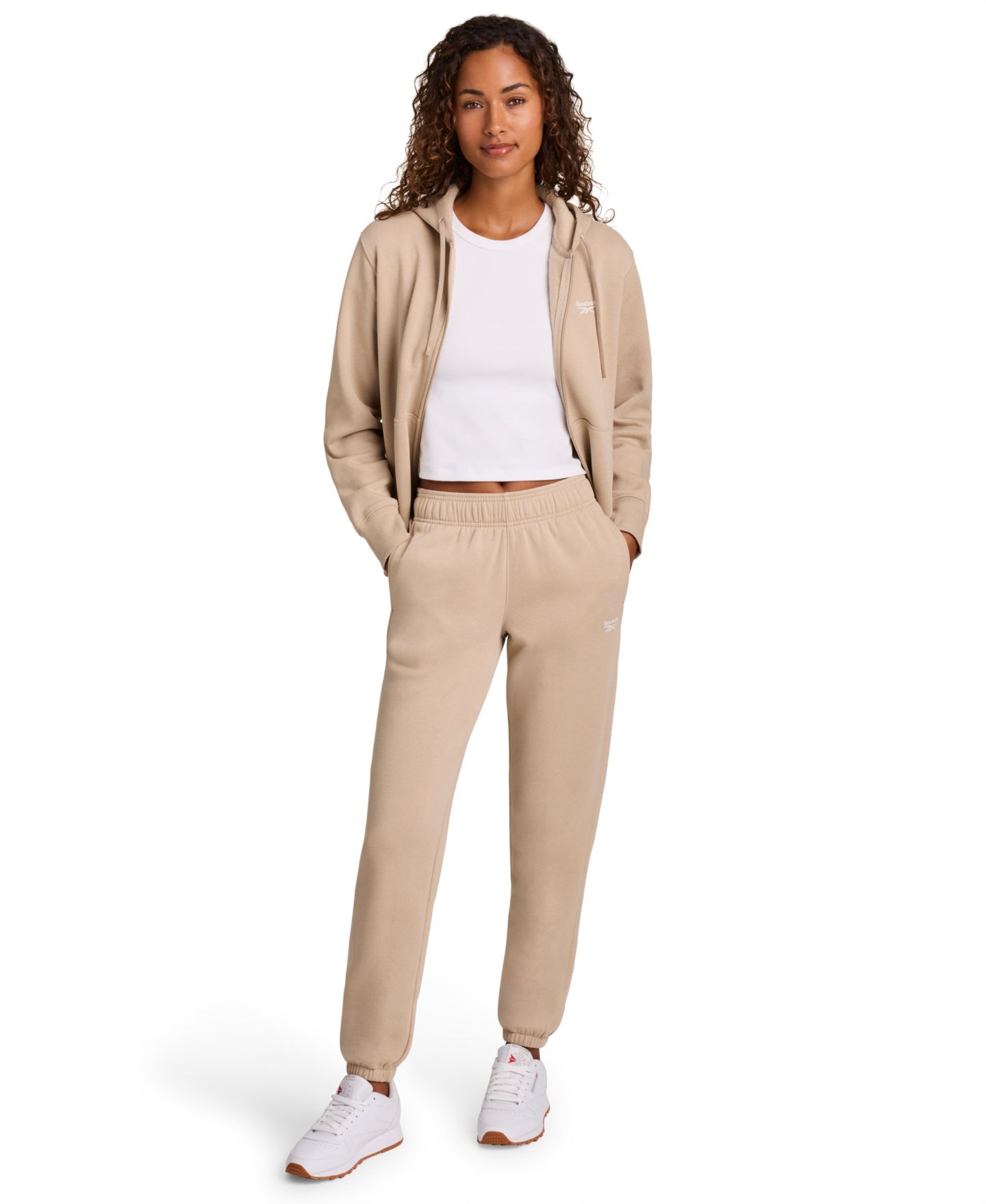 Женские брюки Reebok Loose-Fit Sweatpants, цвет: Бежевый — фото 4
